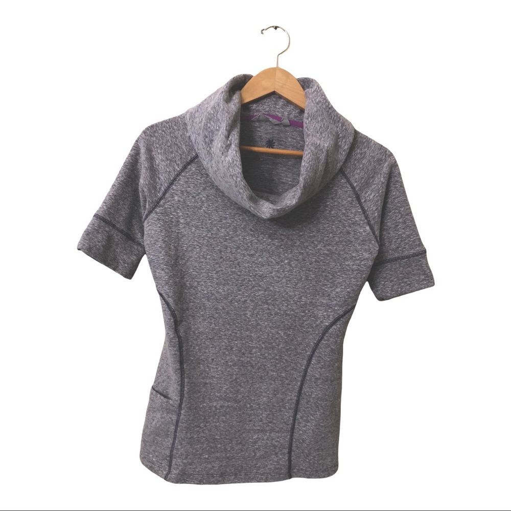 Athleta Women’s Heather Purple Short Sleeve Cowl Neck Sweater Size S